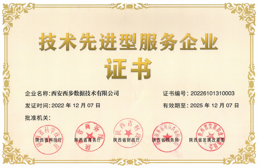 技术先进型服务企业证书